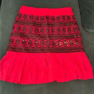 Anthropologie Moulinette Soeurs Red and Black peplum Skirt
